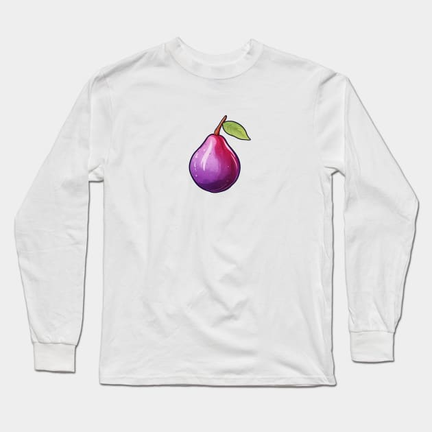 Purple Plum Art Long Sleeve T-Shirt by Pastel Craft